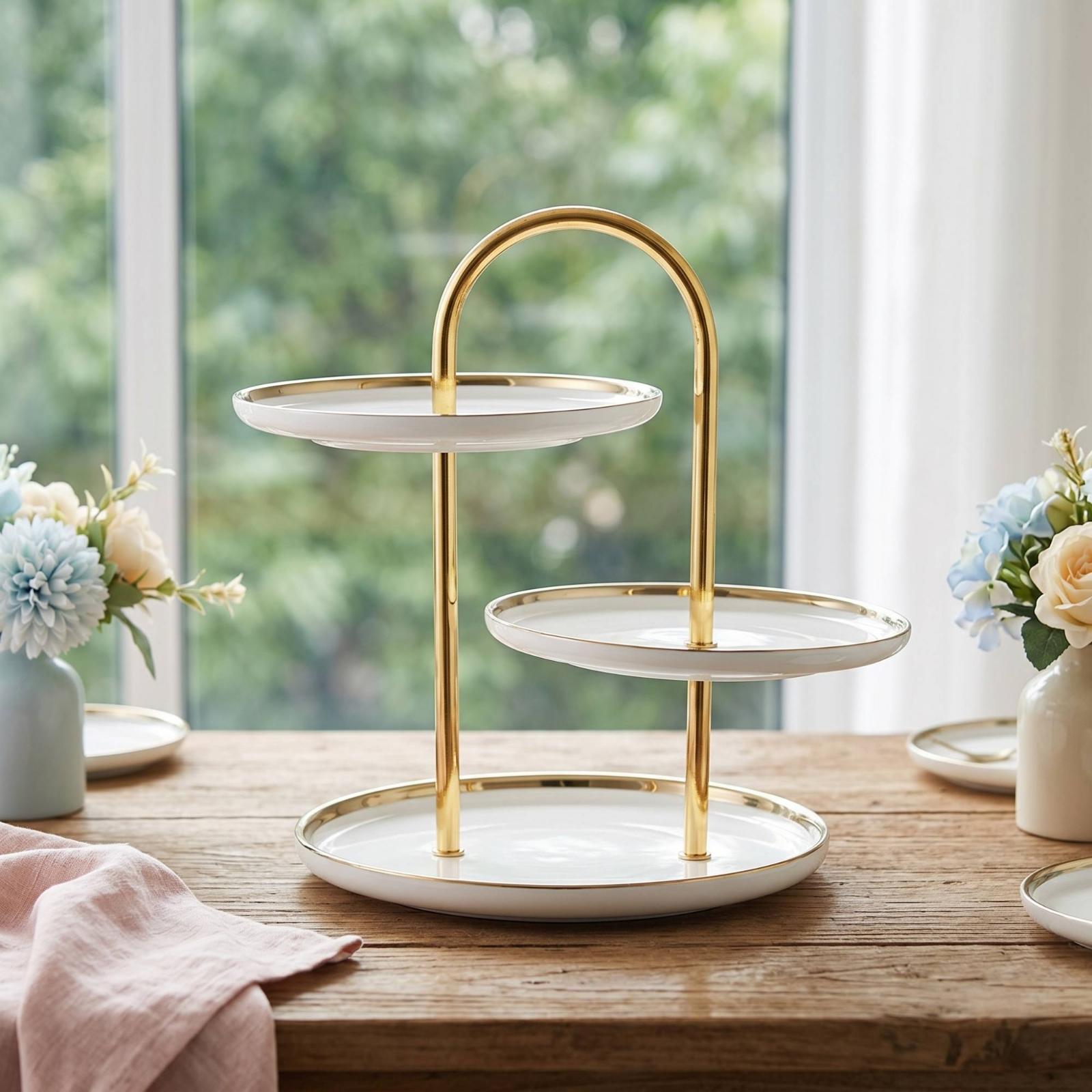 Cupcake Stand Tier - Mehrstöckiger Ständer mit Griff, Keramik-Kuchenständer-Set für
