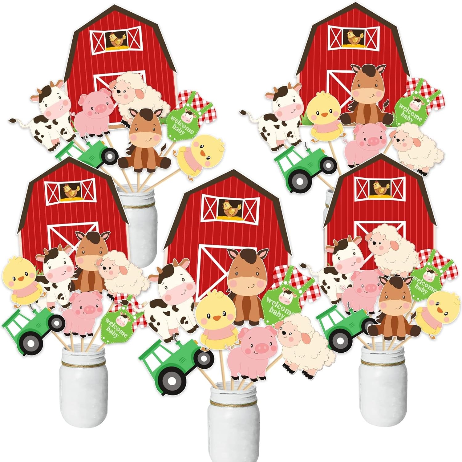 Centerpiece Stick - Bauernhof Tier Baby Dusche Herzstück Sticks