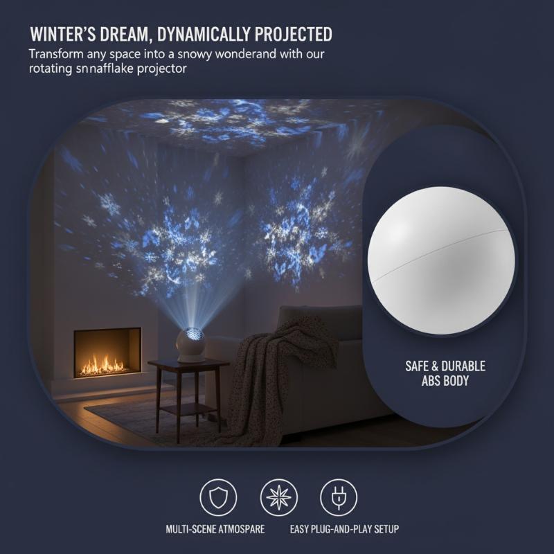 Event & Party Supply - Weihnachts-Schneeflocken-LED-Projektorlampe mit 360° drehbarer Basis und