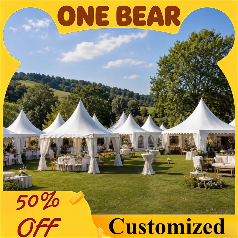 Event & Party Supply - Anpassbares weißes Pagodenzelt mit spitzem Dach,